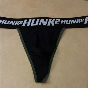 HUNK menswear Black & Olive Green Thong with Branded Waistband L
